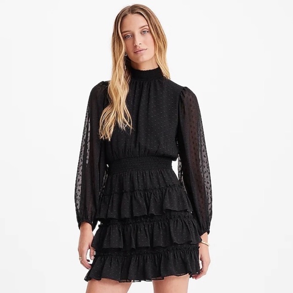 Express Metallic Dot Tiered Ruffle Dress - Picture 1 of 10